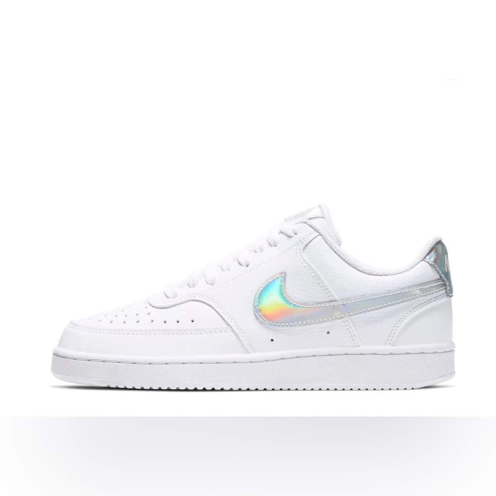 NIKE White Sneakers with Silver Accents